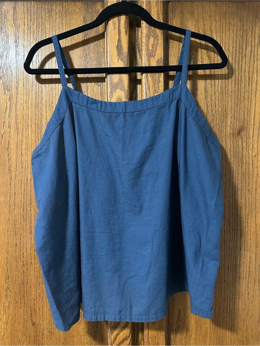 Pact Slate Blue Cotton Cami Flowy Relaxed Fit Adjustable Straps Sz XL